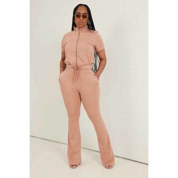 RIVIR One Time Short‎ Sleeve Flare Leg Pants Set - Forest Green Size Small - Picture 16 of 16